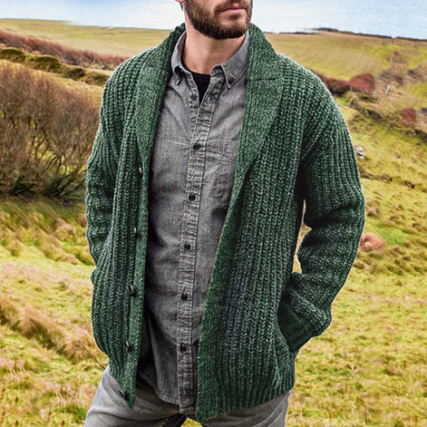 Herren Strickjacke mit Schalkragen und Knöpfen