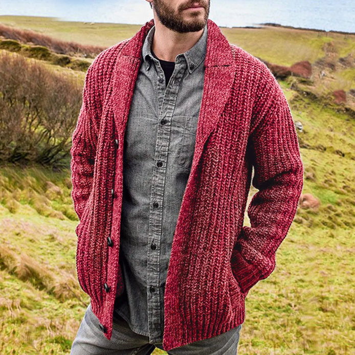Herren Strickjacke mit Schalkragen und Knöpfen