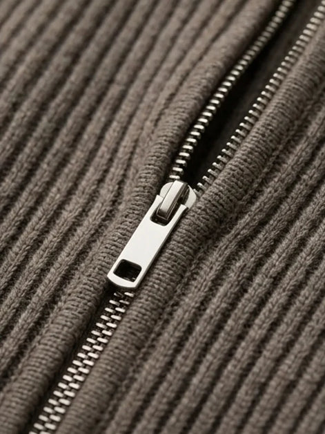 Herren Strickjacke mit Stehkragen und Taschen