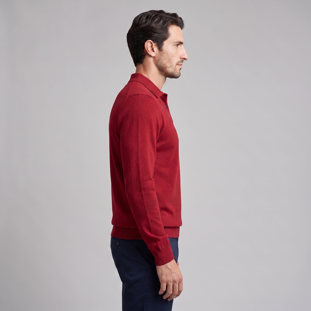 Herren Strickpullover aus Wolle mit Polokragen
