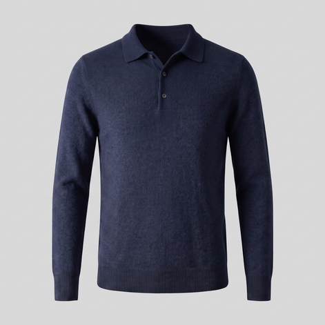 Herren Strickpullover aus Wolle mit Polokragen