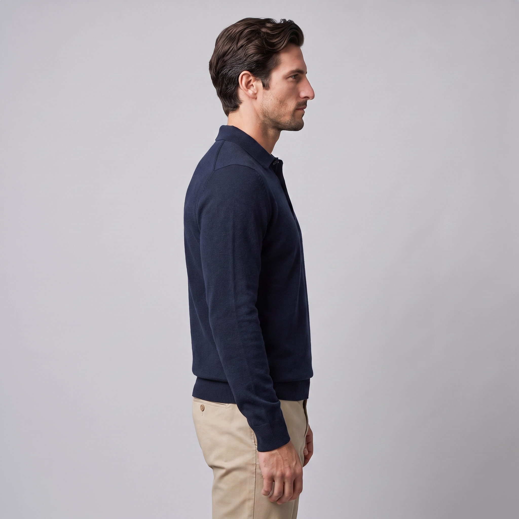 Herren Strickpullover aus Wolle mit Polokragen