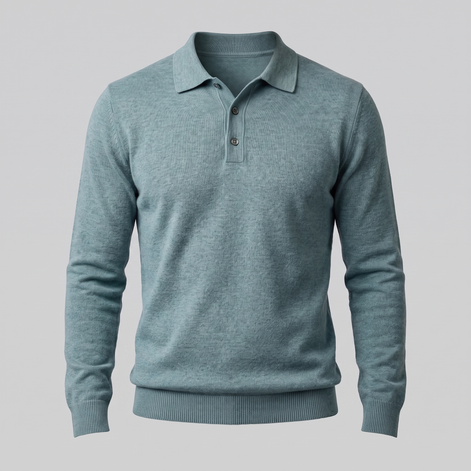 Herren Strickpullover aus Wolle mit Polokragen