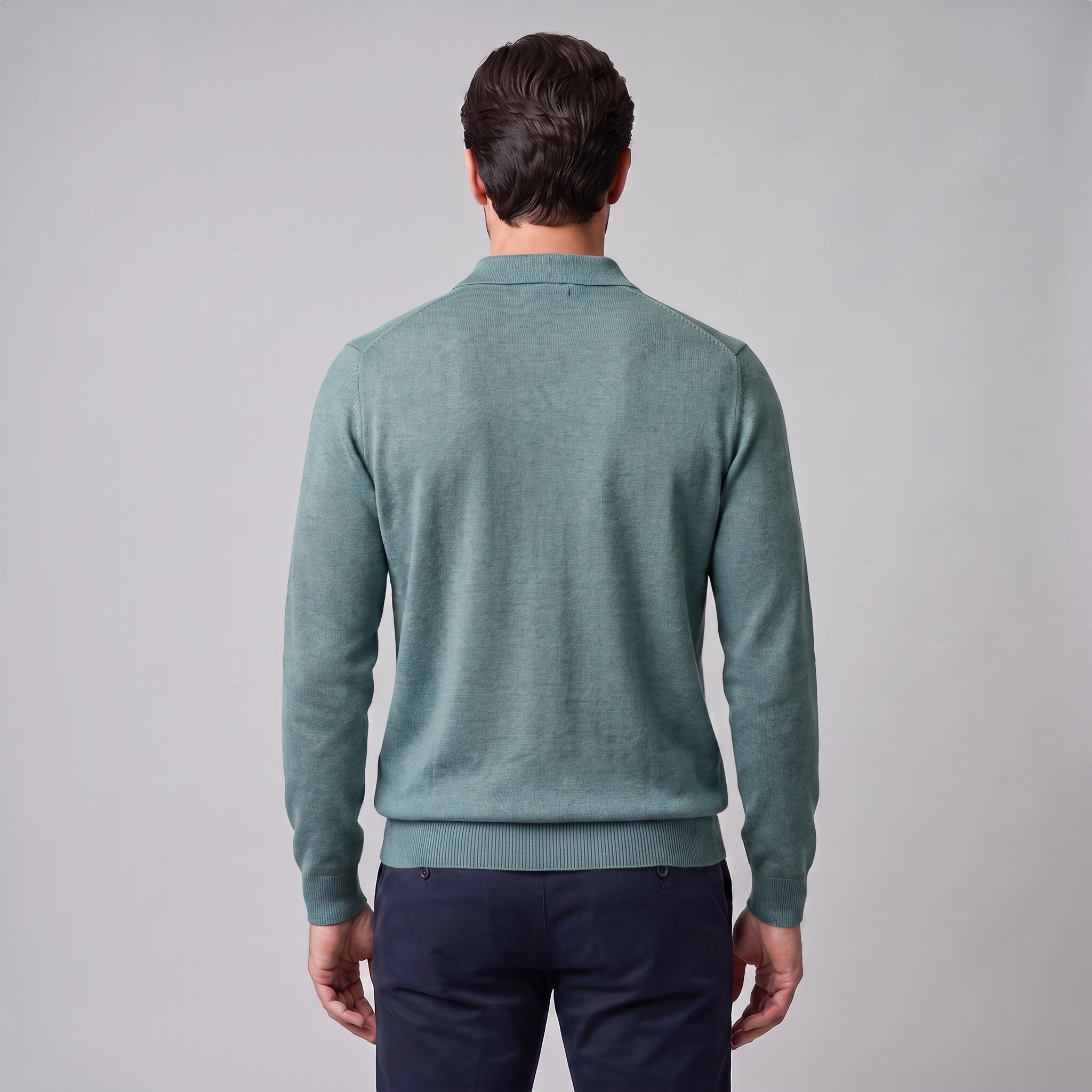 Herren Strickpullover aus Wolle mit Polokragen