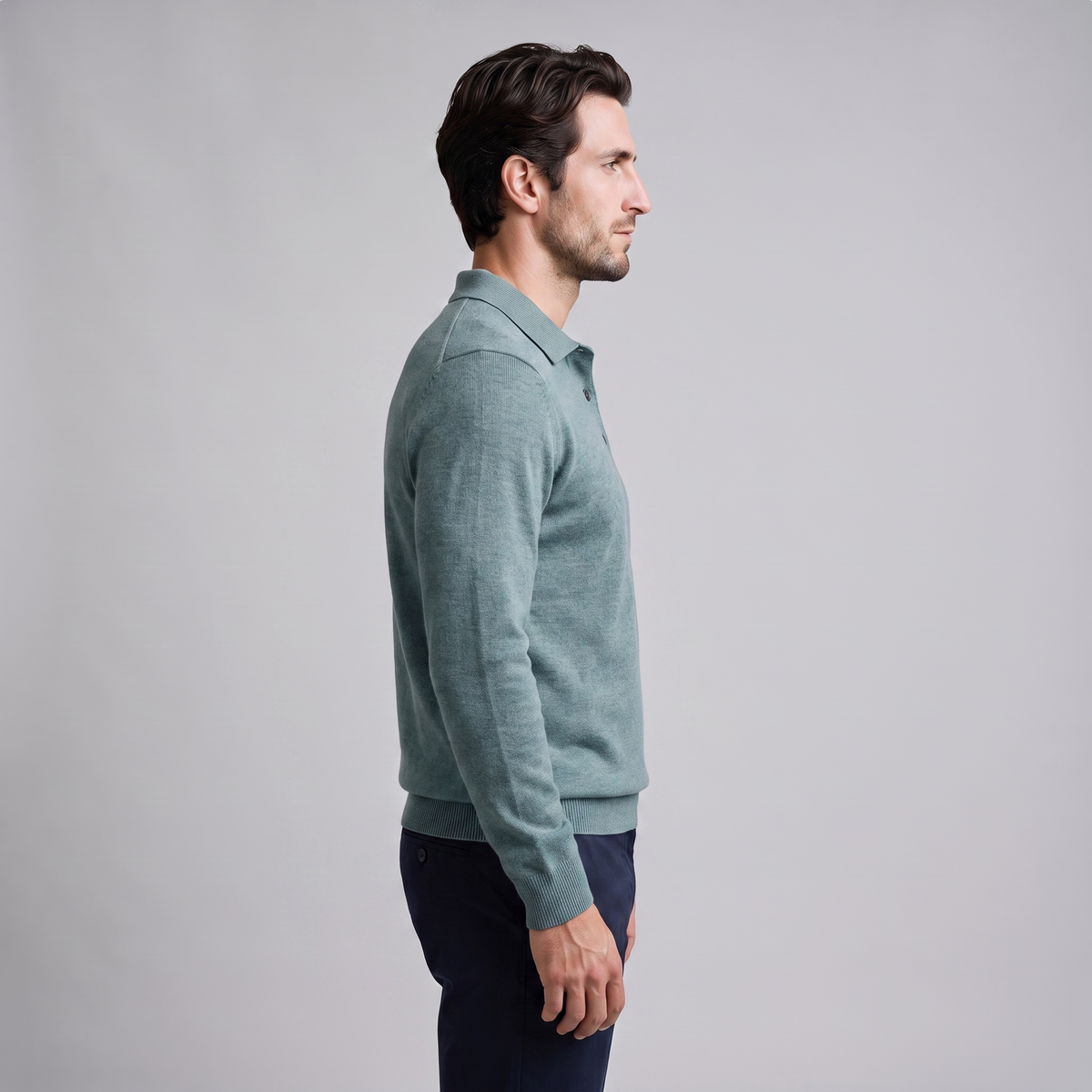 Herren Strickpullover aus Wolle mit Polokragen