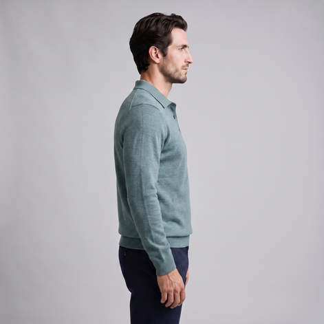 Herren Strickpullover aus Wolle mit Polokragen