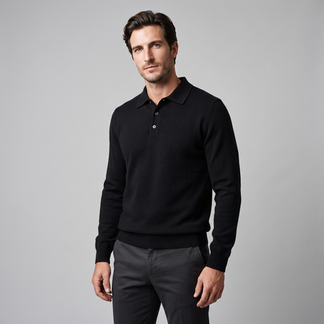 Herren Strickpullover aus Wolle mit Polokragen