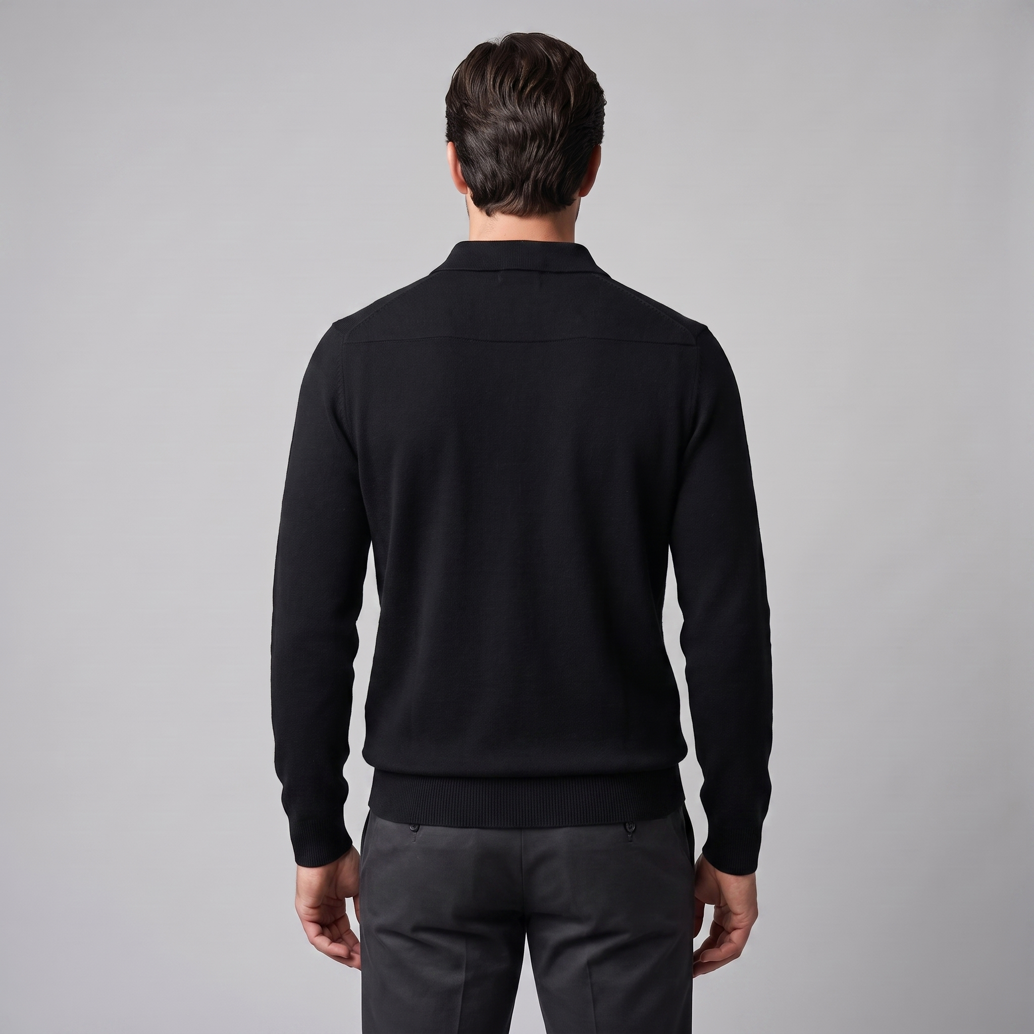 Herren Strickpullover aus Wolle mit Polokragen
