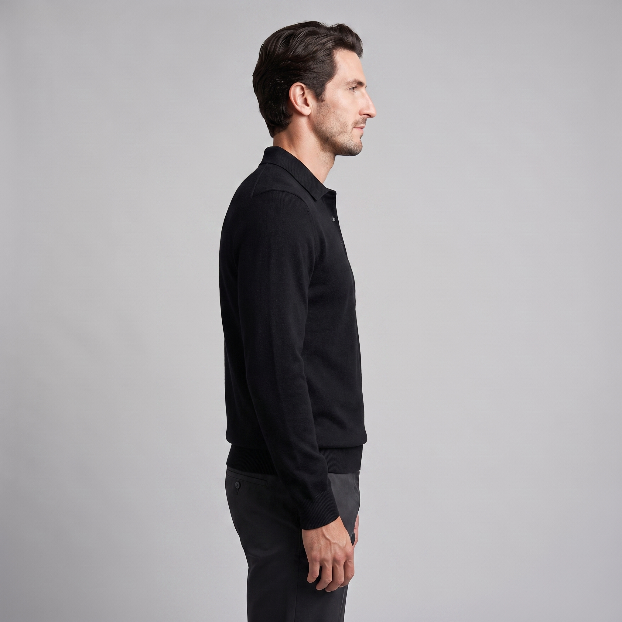 Herren Strickpullover aus Wolle mit Polokragen
