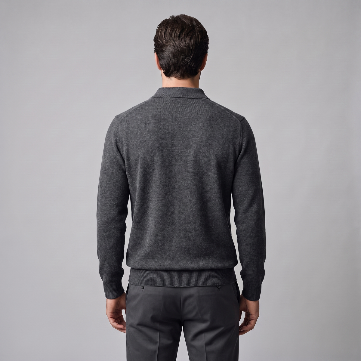 Herren Strickpullover aus Wolle mit Polokragen
