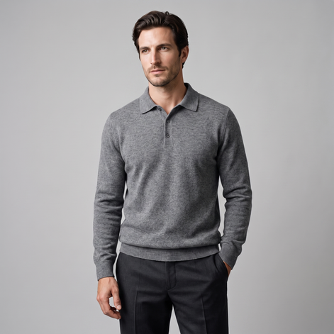 Herren Strickpullover aus Wolle mit Polokragen