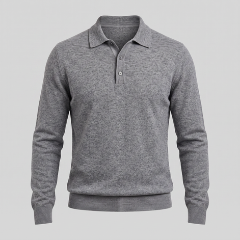 Herren Strickpullover aus Wolle mit Polokragen