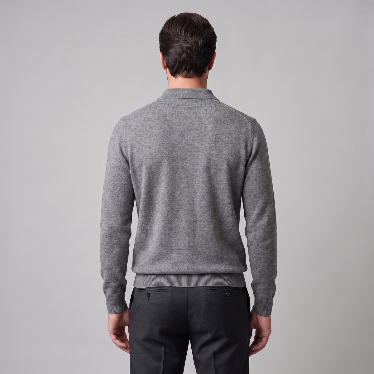 Herren Strickpullover aus Wolle mit Polokragen