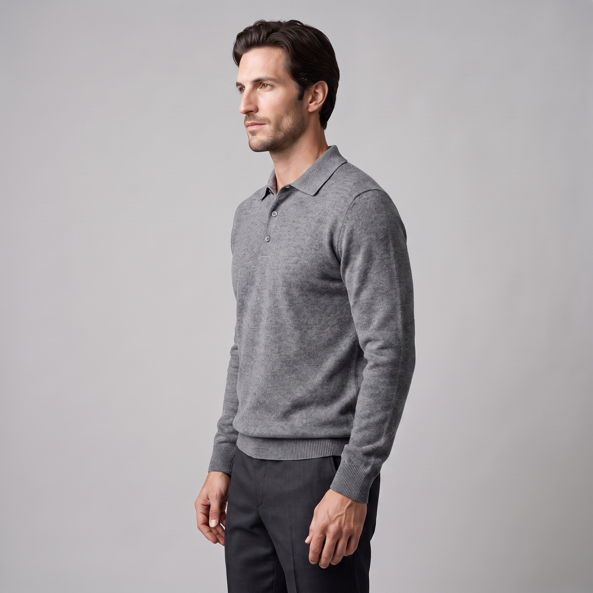 Herren Strickpullover aus Wolle mit Polokragen