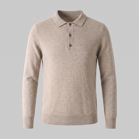 Herren Strickpullover aus Wolle mit Polokragen