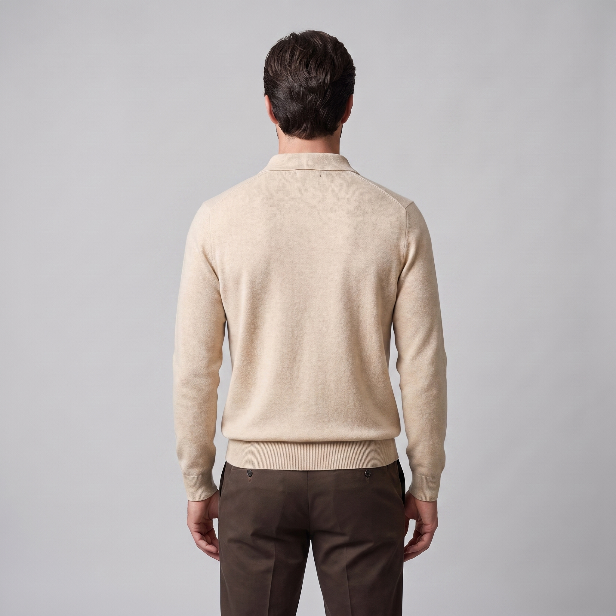 Herren Strickpullover aus Wolle mit Polokragen