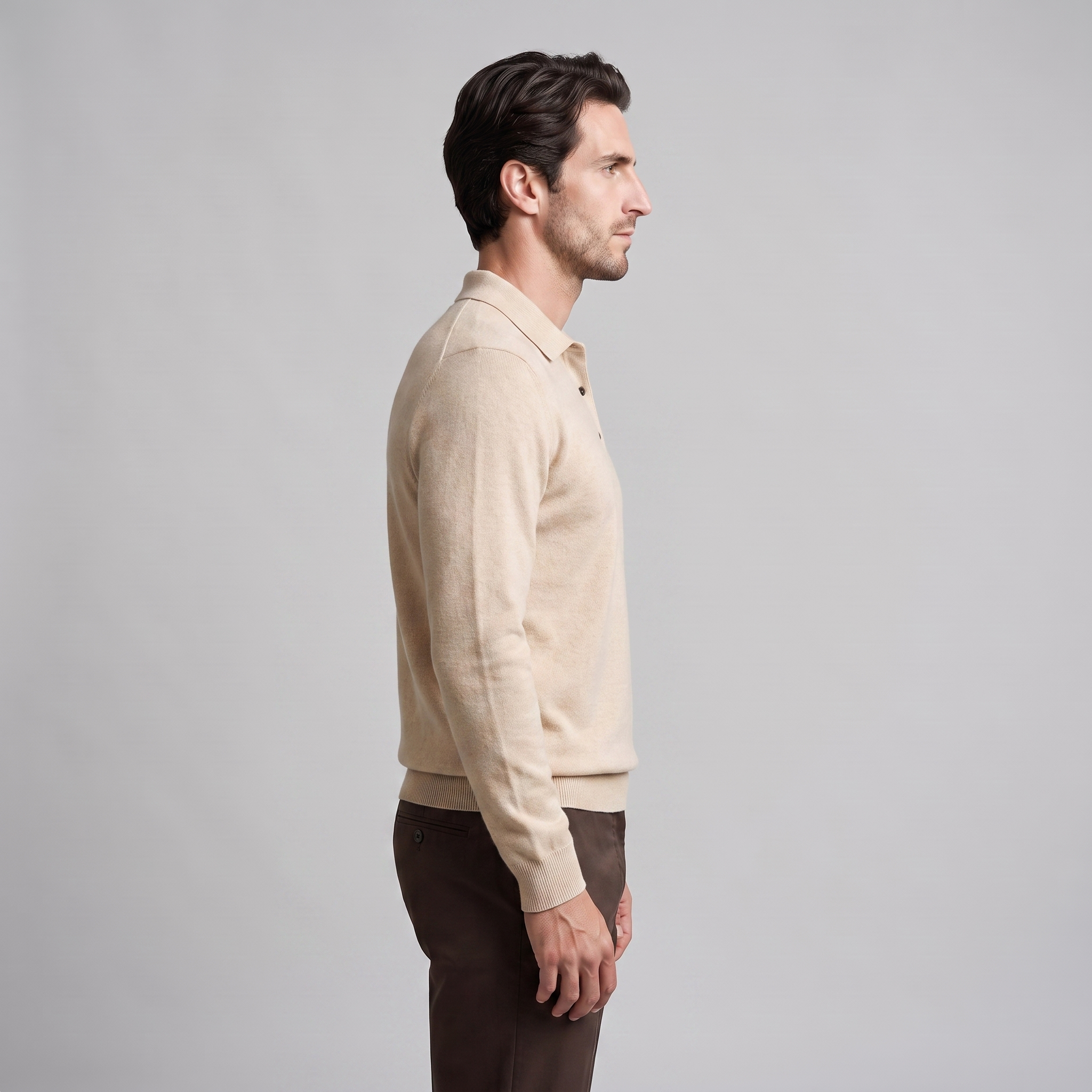Herren Strickpullover aus Wolle mit Polokragen