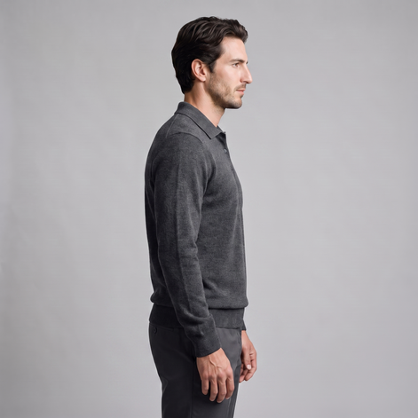 Herren Strickpullover aus Wolle mit Polokragen