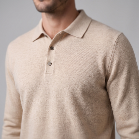 Herren Strickpullover aus Wolle mit Polokragen