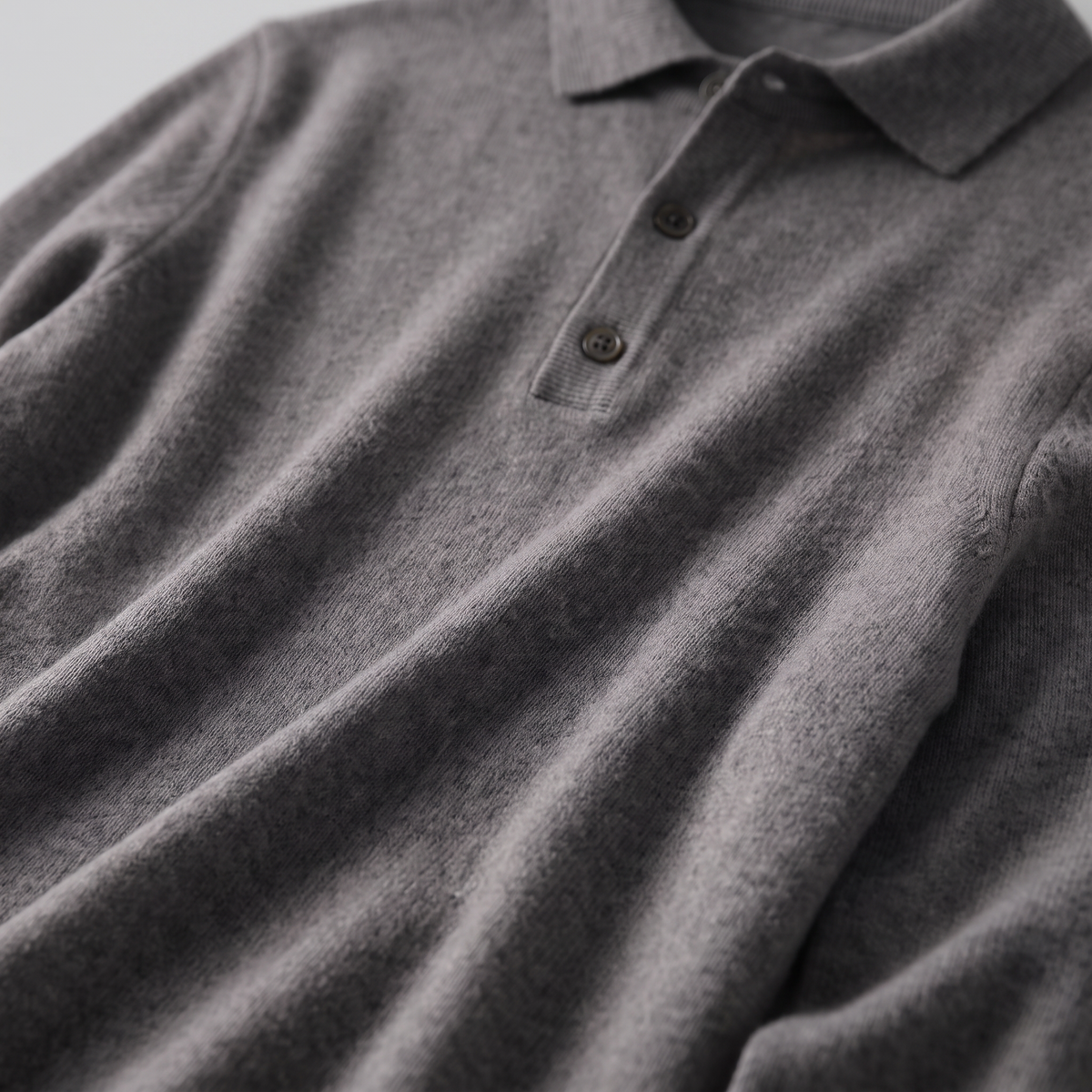 Herren Strickpullover aus Wolle mit Polokragen