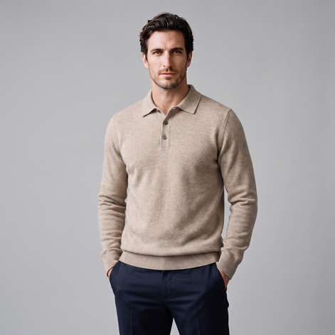 Herren Strickpullover aus Wolle mit Polokragen
