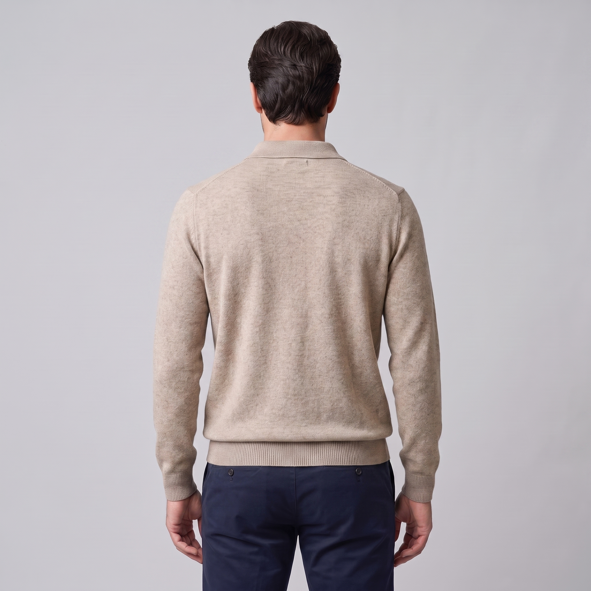 Herren Strickpullover aus Wolle mit Polokragen