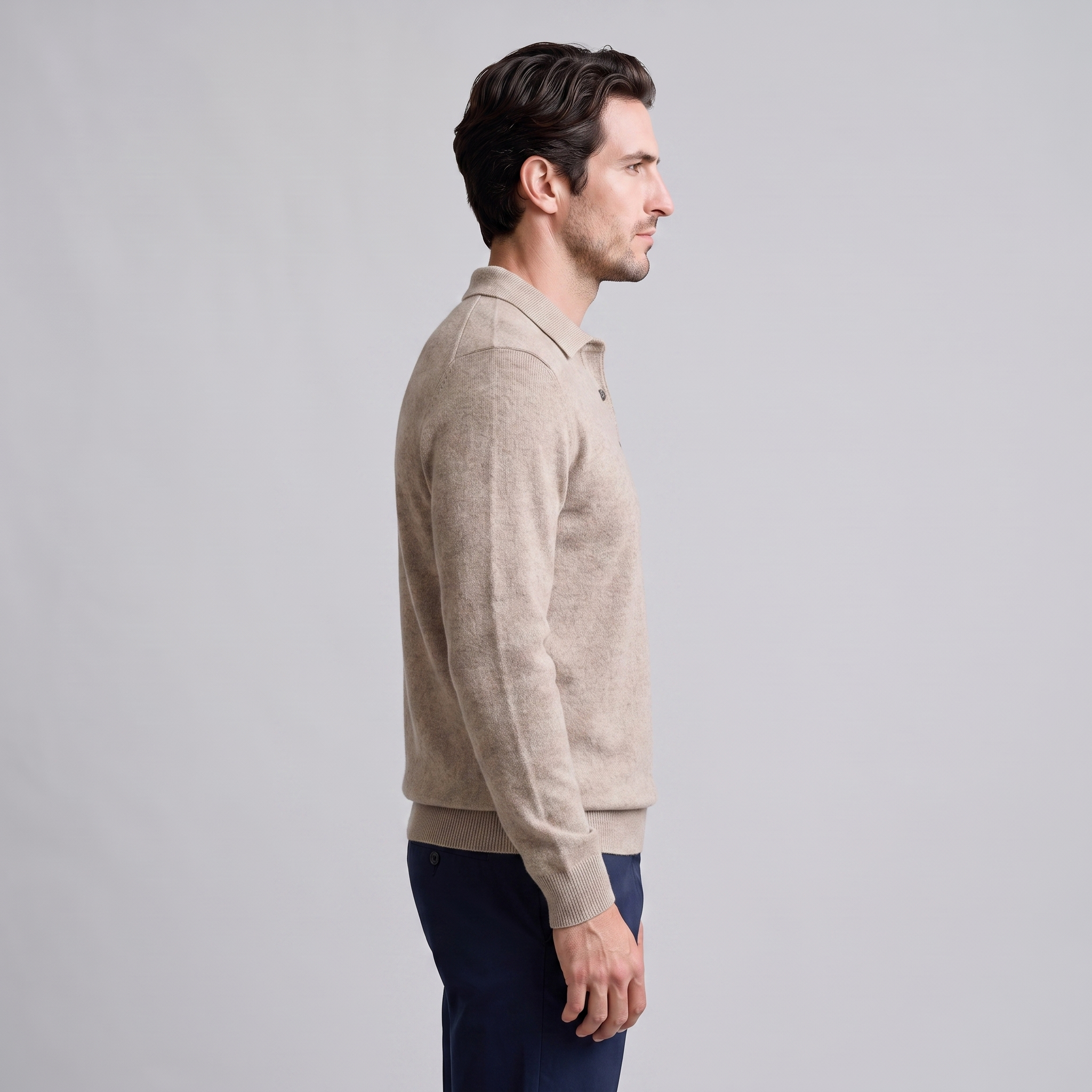 Herren Strickpullover aus Wolle mit Polokragen