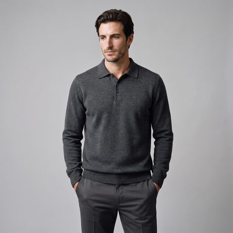 Herren Strickpullover aus Wolle mit Polokragen