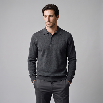 Herren Strickpullover aus Wolle mit Polokragen