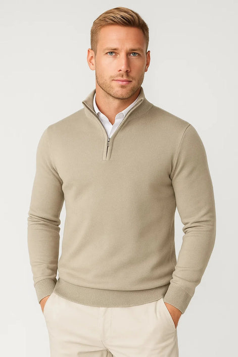 Herren Strickpullover mit Halb-Reißverschluss