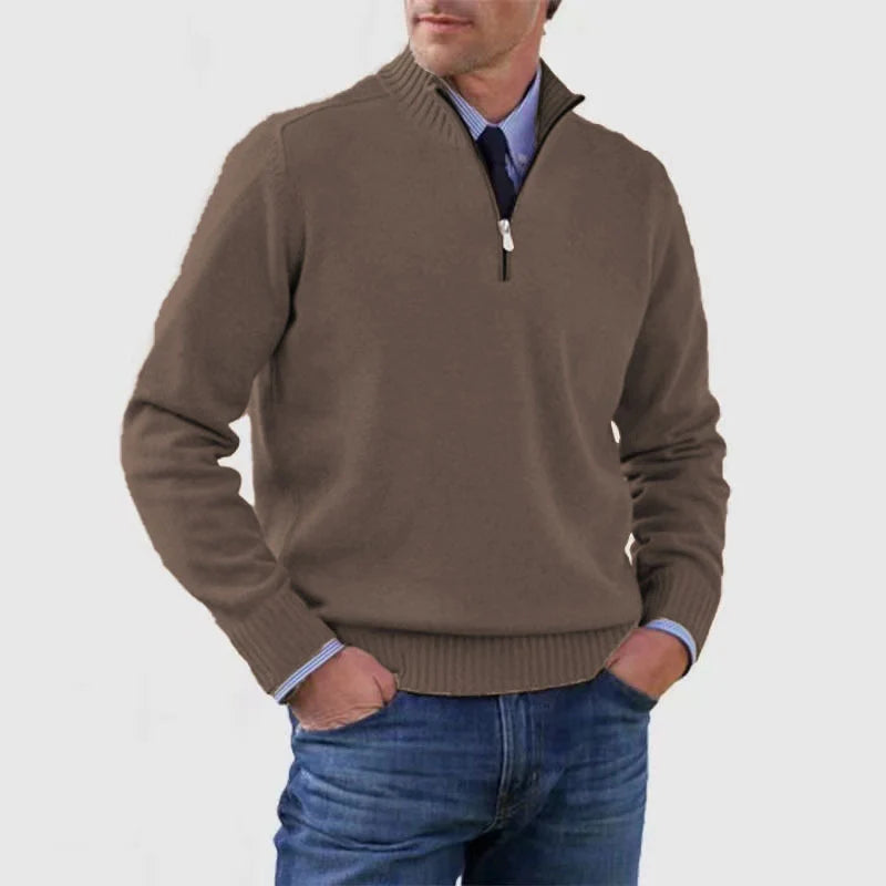 Herren Strickpullover mit Halb-Reißverschluss Relaxed Fit