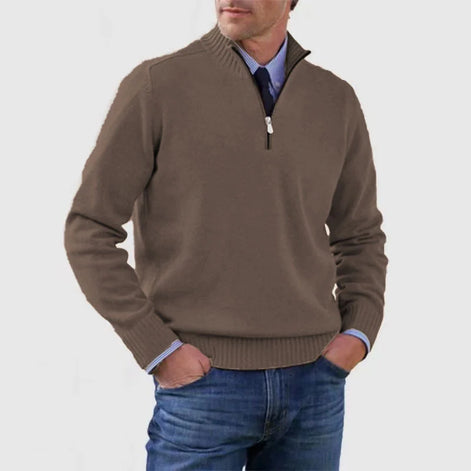 Herren Strickpullover mit Halb-Reißverschluss Relaxed Fit