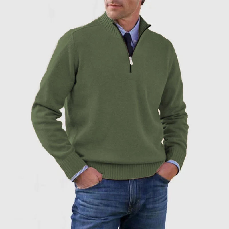 Herren Strickpullover mit Halb-Reißverschluss Relaxed Fit