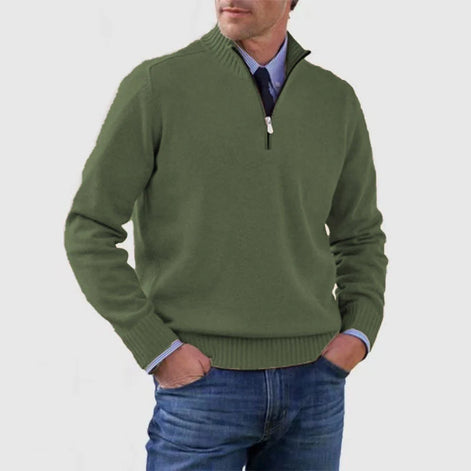 Herren Strickpullover mit Halb-Reißverschluss Relaxed Fit
