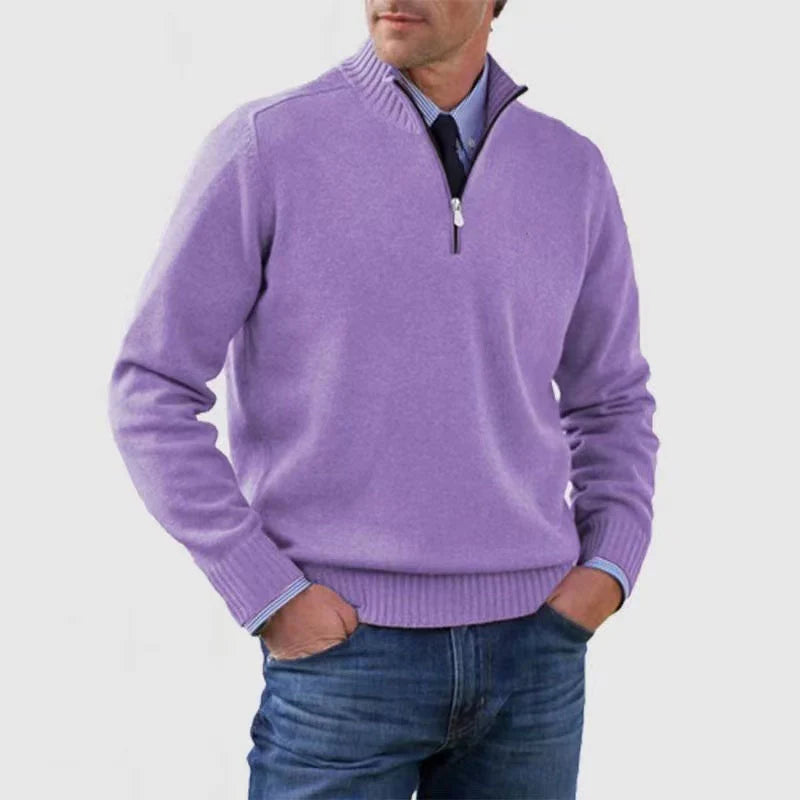 Herren Strickpullover mit Halb-Reißverschluss Relaxed Fit