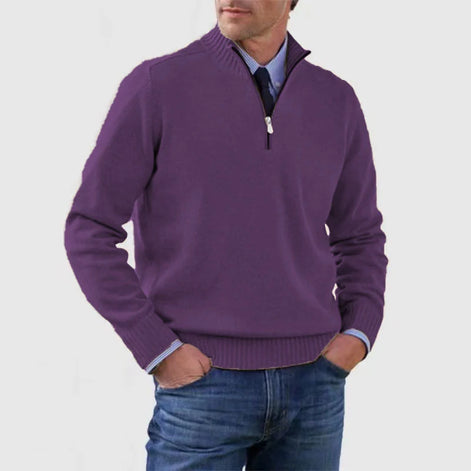 Herren Strickpullover mit Halb-Reißverschluss Relaxed Fit