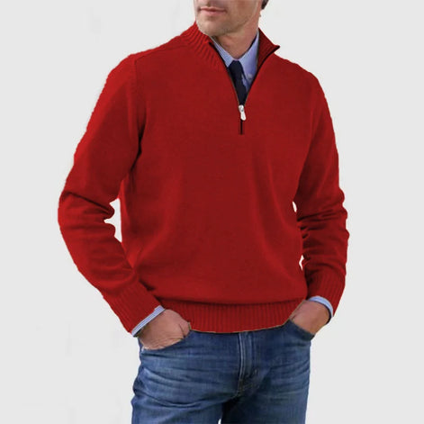 Herren Strickpullover mit Halb-Reißverschluss Relaxed Fit