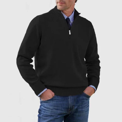 Herren Strickpullover mit Halb-Reißverschluss Relaxed Fit
