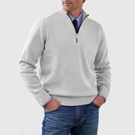 Herren Strickpullover mit Halb-Reißverschluss Relaxed Fit
