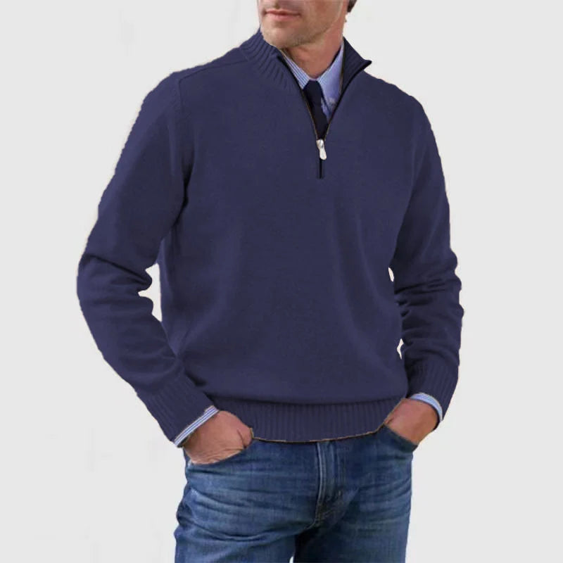 Herren Strickpullover mit Halb-Reißverschluss Relaxed Fit