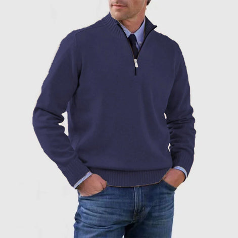 Herren Strickpullover mit Halb-Reißverschluss Relaxed Fit