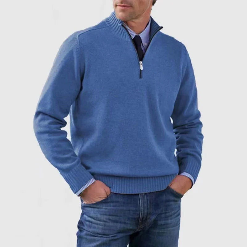 Herren Strickpullover mit Halb-Reißverschluss Relaxed Fit