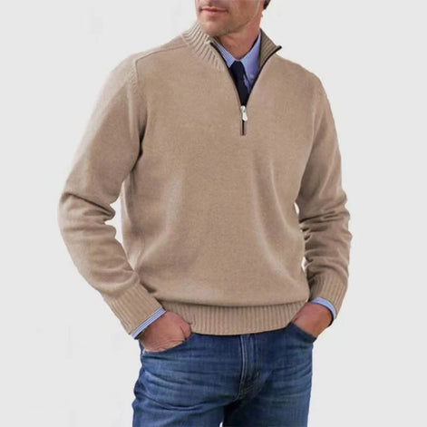 Herren Strickpullover mit Halb-Reißverschluss Relaxed Fit