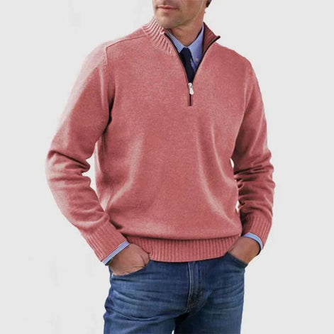 Herren Strickpullover mit Halb-Reißverschluss Relaxed Fit