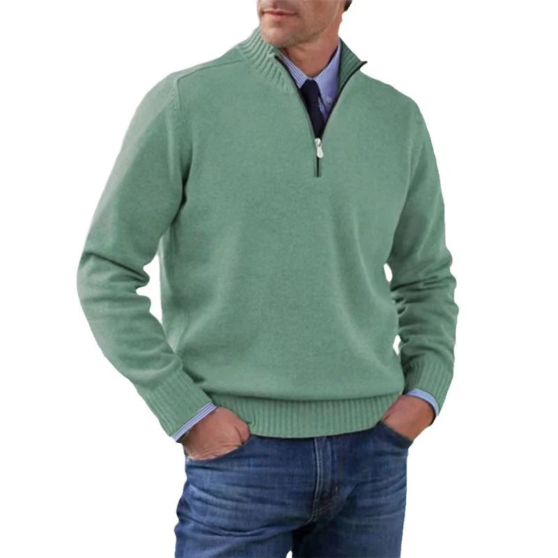 Herren Strickpullover mit Halb-Reißverschluss Relaxed Fit