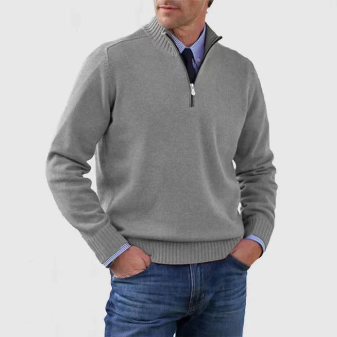 Herren Strickpullover mit Halb-Reißverschluss Relaxed Fit