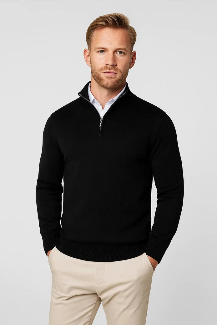 Herren Strickpullover mit Halb-Reißverschluss