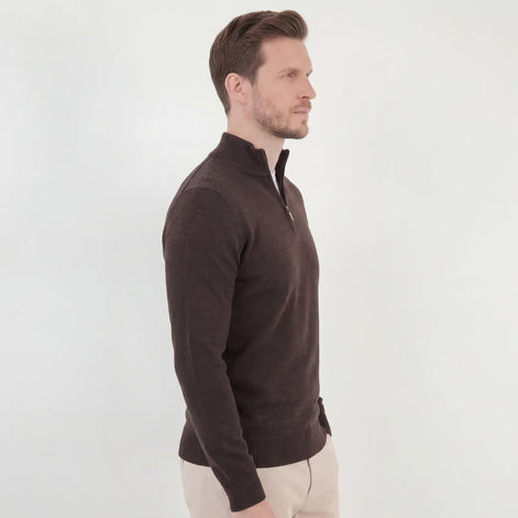 Herren Strickpullover mit Halbem Reißverschluss
