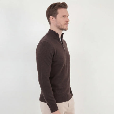 Herren Strickpullover mit Halbem Reißverschluss