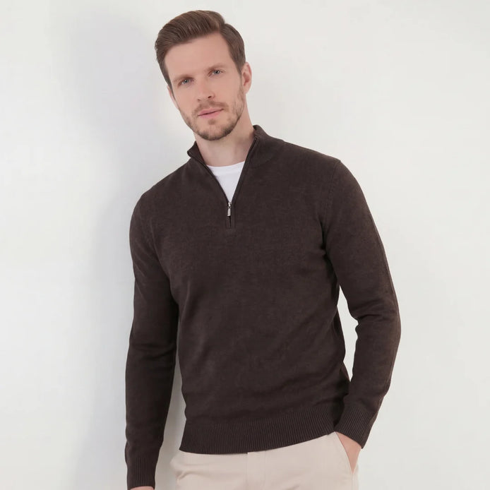 Herren Strickpullover mit Halbem Reißverschluss